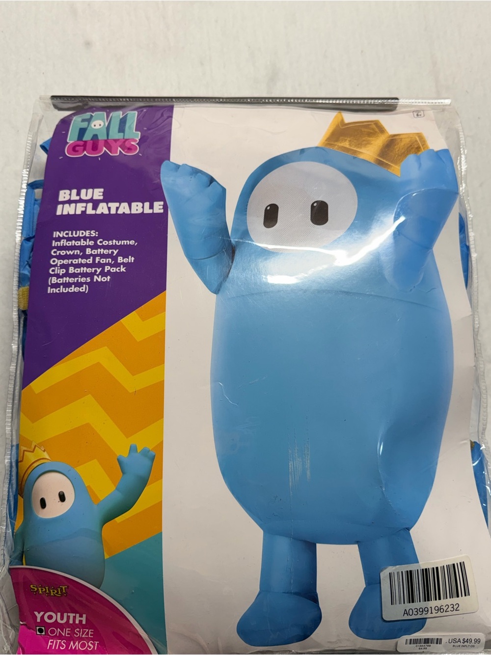 Spirit Fall Guys Blue Inflatable Fall Guys Costume with Gold Crown
